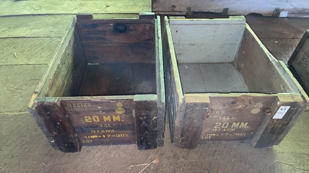Vintage - wooden ammo box- lot of 2