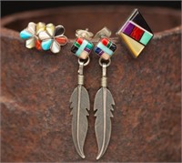 Native American .925 Earrings (3) - 6.62g