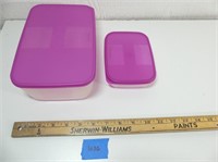 2 - Tupperware rectangular containers - pink lids