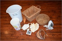 Misc. Basket & Shell Lot with Iron