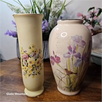 Vintage Hand Painted Floral Ceramic Vases