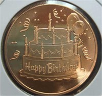 Happy birthday! One ounce fine copper coin