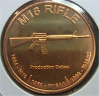 M16 rifle 1 oz fine copper coin