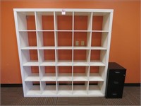 73" X 73" 25-COMPARTMENT SHELVING UNIT (SECURED