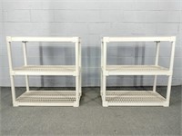 2x The Bid Heavy 3 Tier Plastic Shelf Units