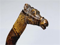 Vintage Carved Horse Head Folk Art Cane