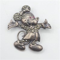 Sterling Mini Mouse Brooch Pin Pendant 13.5g
