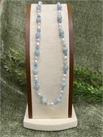 18’’ Sterling Silver Multi-Blue Beaded Necklace