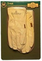 2 Pair Leather Gloves, Medium, Plainsman