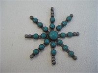 NA Snowflake SS & Turquoise Pendant - Hallmarked