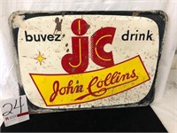 John Collins Tin Sign 27” wide x 19.5” high