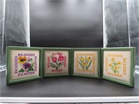 Set of 4 Crossstich Flowers