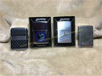 4 Zippo lighters -3 engraved w/ U.S.S. Rich DD