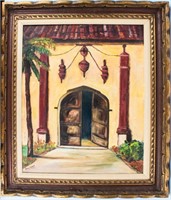 1969 Oil Painting Mission Doors by Geri Davis