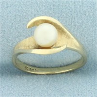 Cultured Pearl Bypass Design Ring in 14k Yellow Go