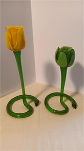 Glass Tulip Candle Holders