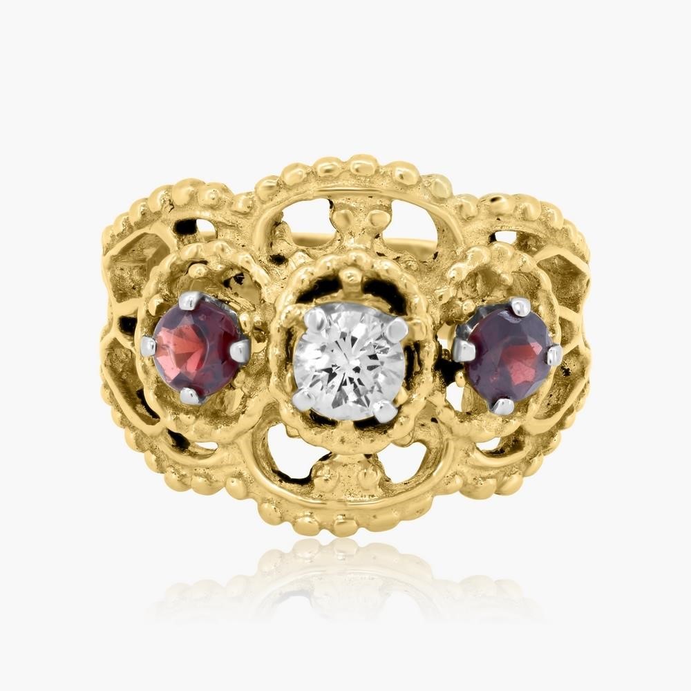 14K YELLOW GOLD 0.80CT DIAMOND 1.00CT RUBY RING