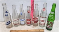 7 Painted Label Glass  Soda Bottles