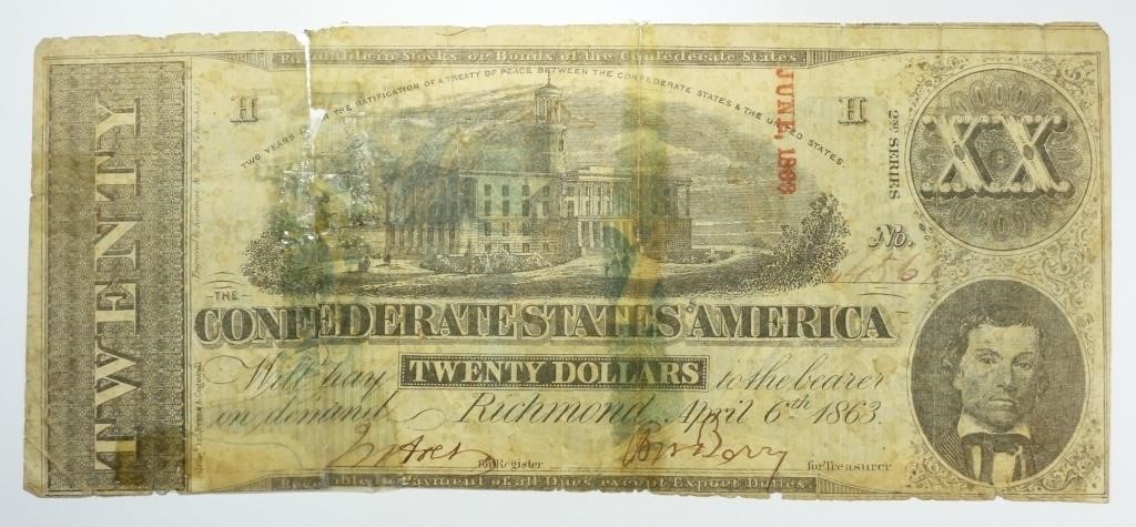 1863 $20 CONFEDERATE STATES NOTE