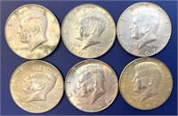 (4) 1967 (2) 1968 Kennedy Half’s, (40% silver)