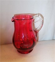CRANBERRY GLASS PITCHER, OTHER GLASSWARE