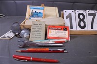 Ink Pens ~ Thimble ~ Wrench In Box