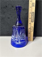 Fenton Colbalt Blue Glass Bell Hand Painted