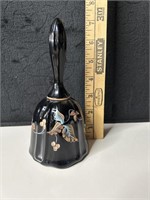 Fenton Hand Painted Black Glass Bell