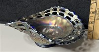 Carnival Glass Basket Weave Lace Edge Bon Bon