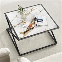 Marble Coffee Table, White Marble Top Small Square