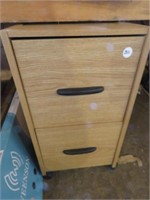 2 DRAWER WOOD FILE CABINET ON WHEELS