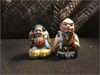 2 Small Chinese Men Buddha Porcelain