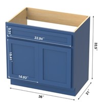 Vanity Art Vanity Base Cabinet, No Top, 36", Blue