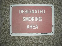 "Designated Smoking Area" Aluminum Sign  10x7