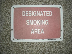 "Designated Smoking Area" Aluminum Sign  10x7