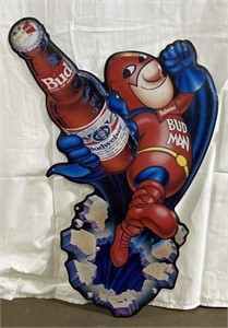 (MN) Budweiser Bud Man Metal Bar Sign 28 Inches
