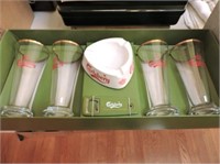 Set of Carlsborg beer glasses & ash tray
