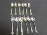Sterling,12 demi-tasse spoons , 2 different styles