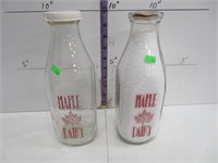 2 Maple dairy milk bottles, quarts