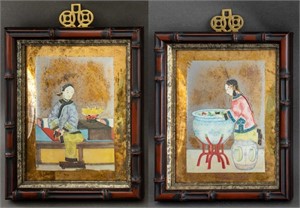 Chinoiserie Gilded Decoupage Reverse Panels, 2