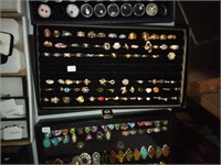 tray lot costume jewelry  rings