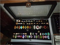 tray lot costume jewelry  rings