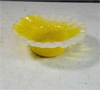 Sunshine happy yellow and white art glass bowl