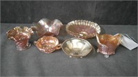 6 PIECE ORANGE CARNIVAL GLASS BOWLS