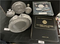 Pewter, Commemorative Stamps, Silver Plate.