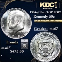 1984-p Kennedy Half Dollar Near Top Pop! 50c Grade