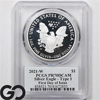 2021-W American Silver Eagle, PCGS PR70 DCAM