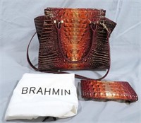 BRAHMIN PRISCILLA SATCHEL IN SUNSET W/WALLET