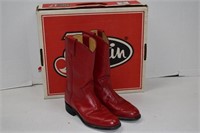 Red Justin Leather Western Boots Size 4B