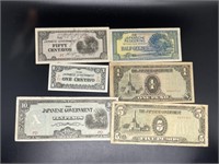 Lot of (6) pieces of Japanese WWII Invasion Curren